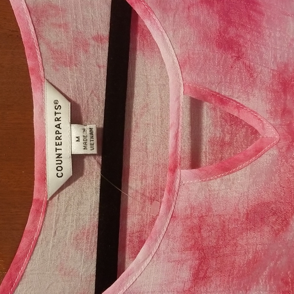 Counterparts Tie Dye Peplum Style Short Sleeve Blouse Top, size M - Picture 2 of 16